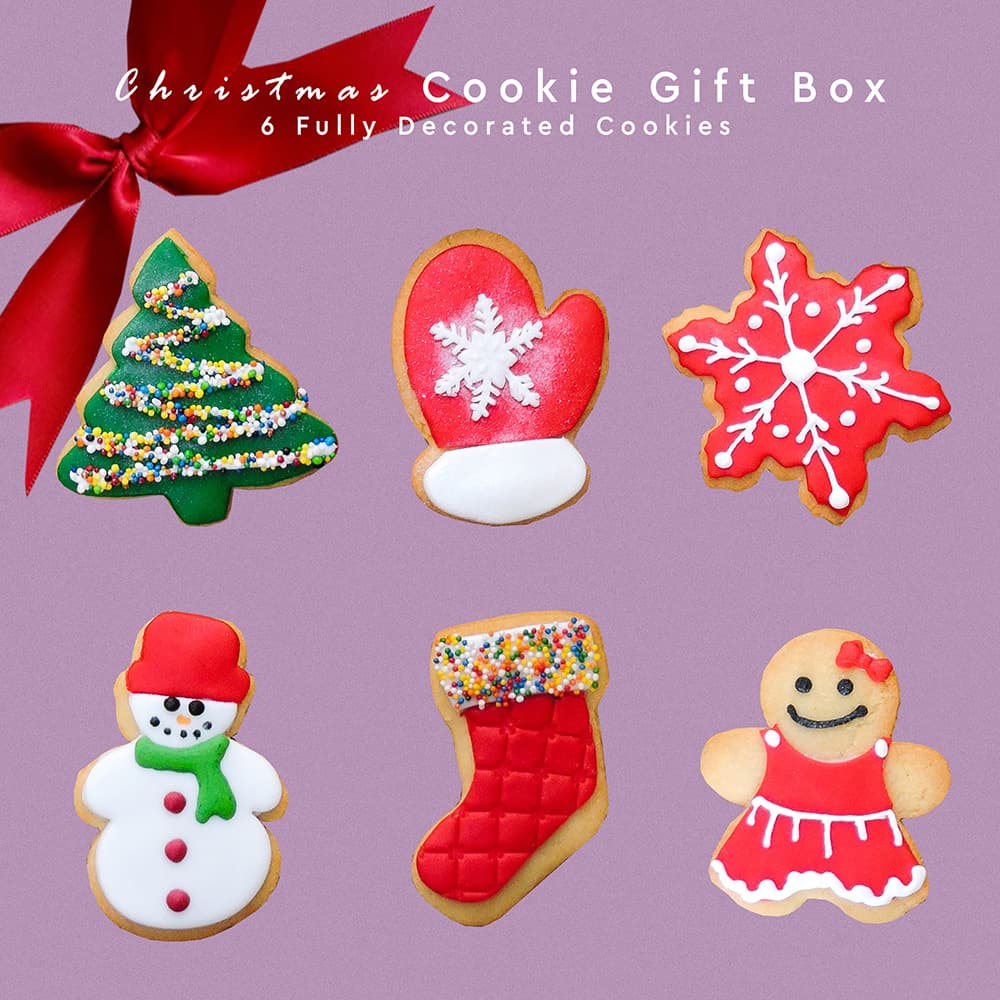Christmas Cookie Gift Box (6 Fully Decorated Cookies)